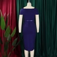 thumbnail image 6 of AURA Womens Square Neck High Waist Bodycon Midi Pencil Dress Short Sleeve Solid Color With Belt, 6 of 10