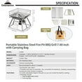 thumbnail image 2 of CAMPINGMOON Small Size Stainless Steel Portable Tabletop Charcoal Grill with Carry Bag X-Mini, 2 of 5