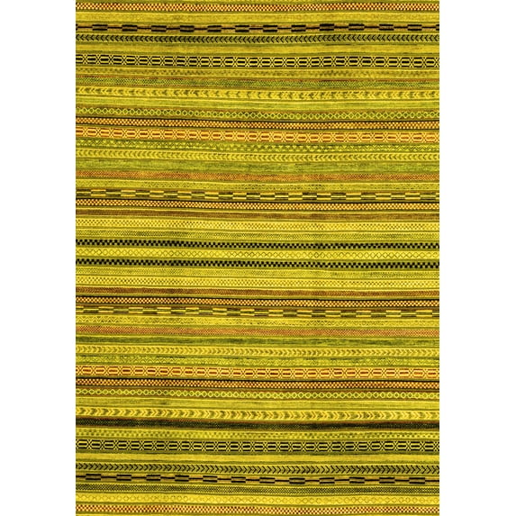 Ahgly Company Machine Washable Indoor Rectangle Abstract Yellow Modern Area Rugs, 7' x 9'