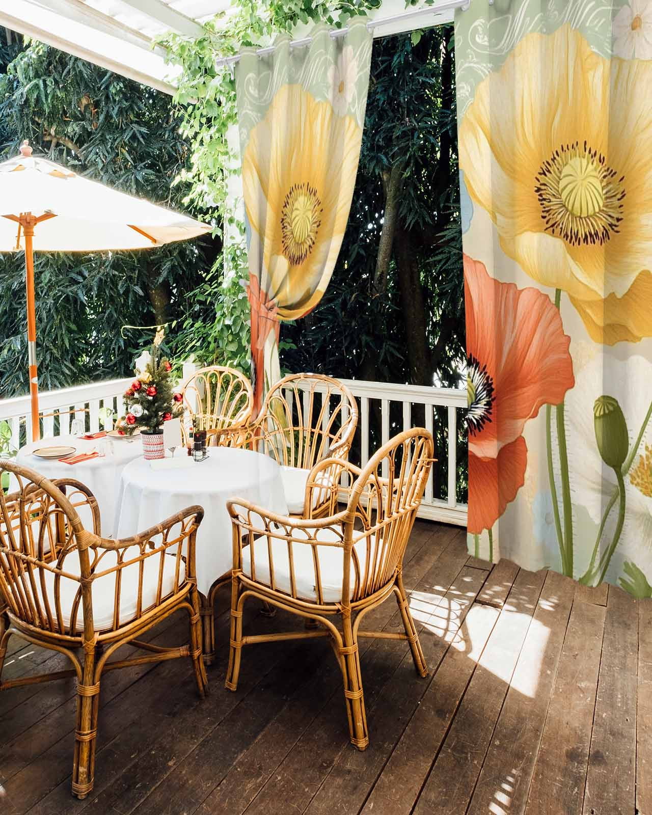 nqOlkjepod Outdoor Curtains for Patio Waterproof, Retro Spring Floral Outdoor Privacy Panels Grommet, Watercolor Summer Flower Farmhouse Blackout Outside Curtains for Porch/Cabana 54"x95", 1 Panel