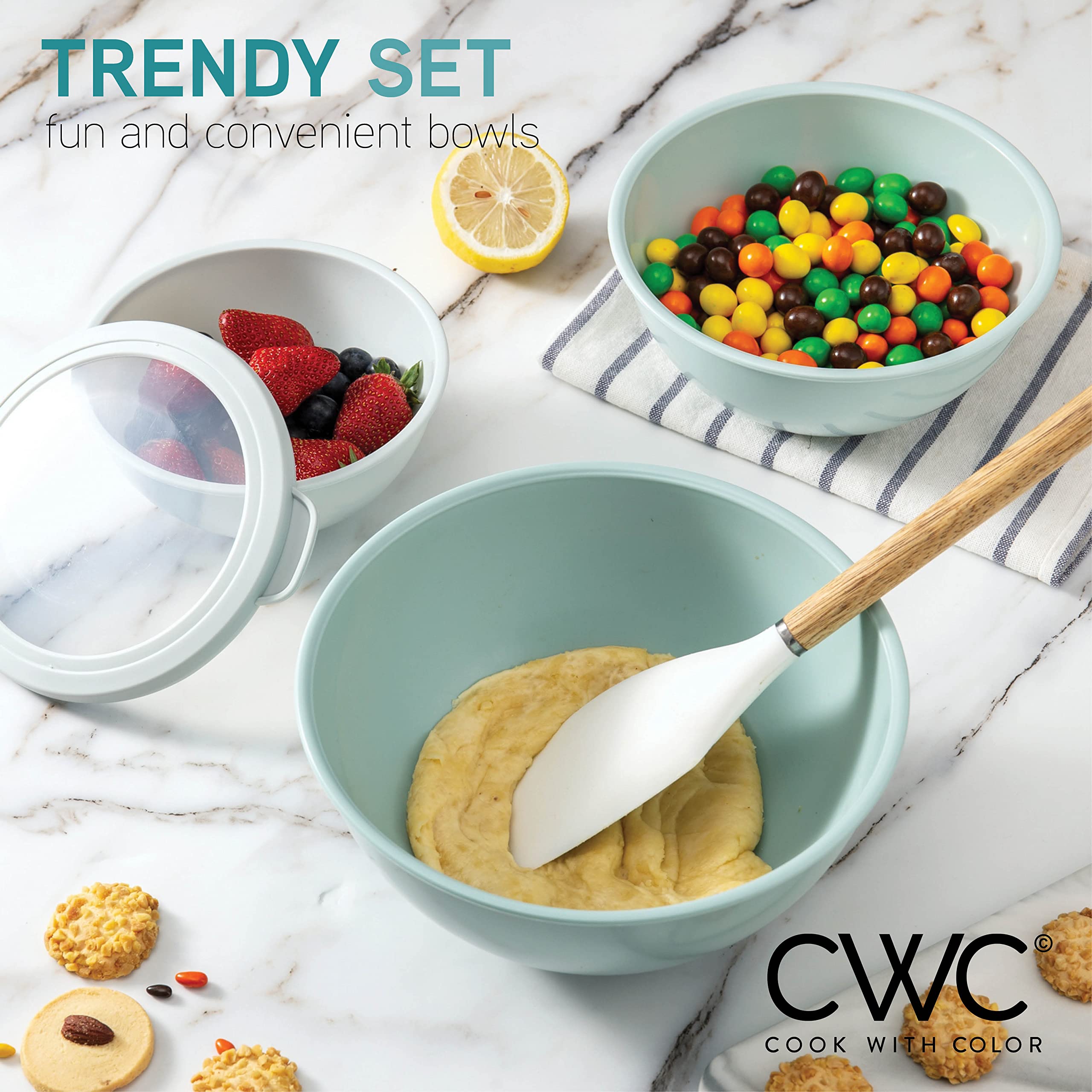 COOK WITH COLOR 12-Piece Mixing Bowls with Lids, Teal photo 2