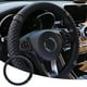thumbnail image 2 of Funda protectora para volante de coche de cuero PU negro Funda para volante de coche con cristales brillantes Universal para coches SUV de 37-38 cm, 2 of 8