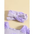 thumbnail image 4 of Suealasg Baby Girl Clothes 3D Flower Short Sleeve Square Neck Jumpsuits Bodysuits with Headband 2Pcs Infant Newborn Girls Summer Birthday Outfits 0-24 Months, 4 of 9