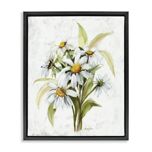 Stupell Industries Simple Daisy Bundle Botanical & Floral Painting Black Floater Framed Art Print Wall Art, 17 x 21