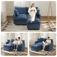 thumbnail image 3 of Dioepic 50" Loveseat Sofa Couch Deep Seat Chenille Fabric with Removable Ottoman 2 Pillows for Living Room and Small Spaces, Blue, 3 of 10