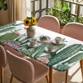 thumbnail image 3 of Green Cactus Table Cloths for 3 Foot Rectangle Tables, Tropical Summer Botanical Watercolor Patio Waterproof Elastic Fitted Tablecloths, Washable Rectangular Table Cover for Camping, 3 of 8