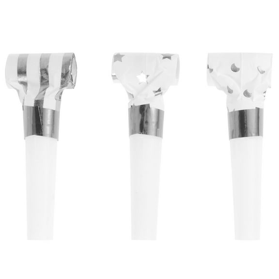 UPKOCH 30Pcs Silver Party Whistles Noise Maker Blowouts for Christmas Wedding and Parties