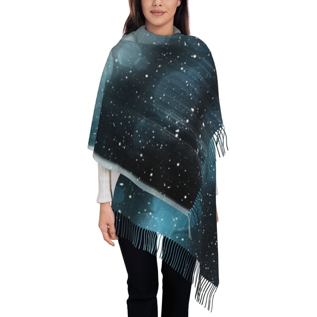 Foulard à Franges pour Femmes, Châle Long d'Hiver Froid avec Flocons de Neige, Léger et Chaud