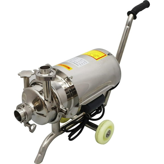 EQCOTWEA Centrifugal Pump Sanitary Beverage Pump Liquid Transfer Machine 3T/H 304 Stainless Steel with Wheels