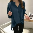 thumbnail image 2 of HAiming Plus Size Shirts for Women Solid Color V Neck Long Sleeve Tunic Tops Loose Casual Pullover Elegant Blouse, 2 of 6