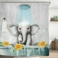 thumbnail image 4 of Elephant Cute Funny Shower Curtain Set 72Wx72H Inches Kids Child Sunflower Aqua Animal Hilarious Lovely Waterproof Bathroom Curtain with 12 Hooks, 4 of 7