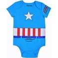thumbnail image 2 of Avengers Short Sleeve Onesie with Cap, Captain America Bodysuit, Baby Costume Romper Set, Size 12M Blue, 2 of 4