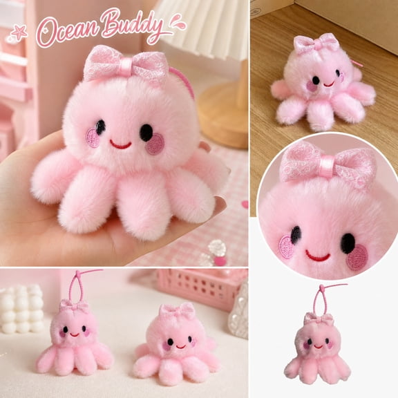 Kiddiway Cute Sea Animal Plush Toy – Octopus Stuffed Animal with Bow, Soft Plushies for Kids, Baby Toys, Ocean-Themed Cute Stuffed Animal for Bath Time and Room Decoration