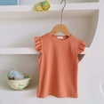 thumbnail image 4 of kpoplk Girls' Short Sleeve Shirts Kids Crewneck T-Shirts Summer Tops Basic Tees 5-14 Years(Orange,3-4 Y), 4 of 5