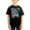 thumbnail image 2 of Batman Comic Book Scenes 80th Anniversary Boy's Black T-shirt-XL, 2 of 3