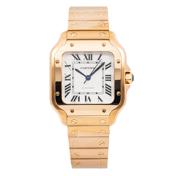 Pre-Owned CARTIER SANTOS DE CARTIER WGSA0029 39.8MM WHITE DIAL WITH YELLOW GOLD BRACELET