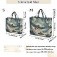 thumbnail image 2 of FORMRS Womens Corduroy Tote Bag Crossbody Shoulder Handbag with Pocket, Beige Floating Whale, 2 of 7
