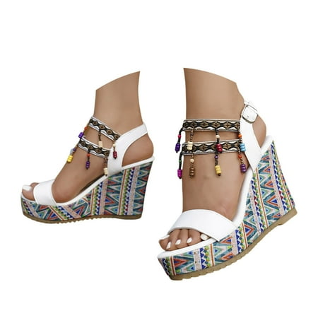 

Vuygyu Women s Summer Fashion Open Toed Ethnic Style Wedge Sandals Casual Comfortable Platform Sandals on Sandals for Women Wide Width Womens Sandals Platform Wedge Sandals for Women Sexy Womens