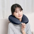 thumbnail image 2 of KQJQS U-Shaped Foam Pillow - Portable Travel Neck Pillow, Comfortable Office Nap Pillow, Black, with Snap Buckle and Lanyard, 2 of 7