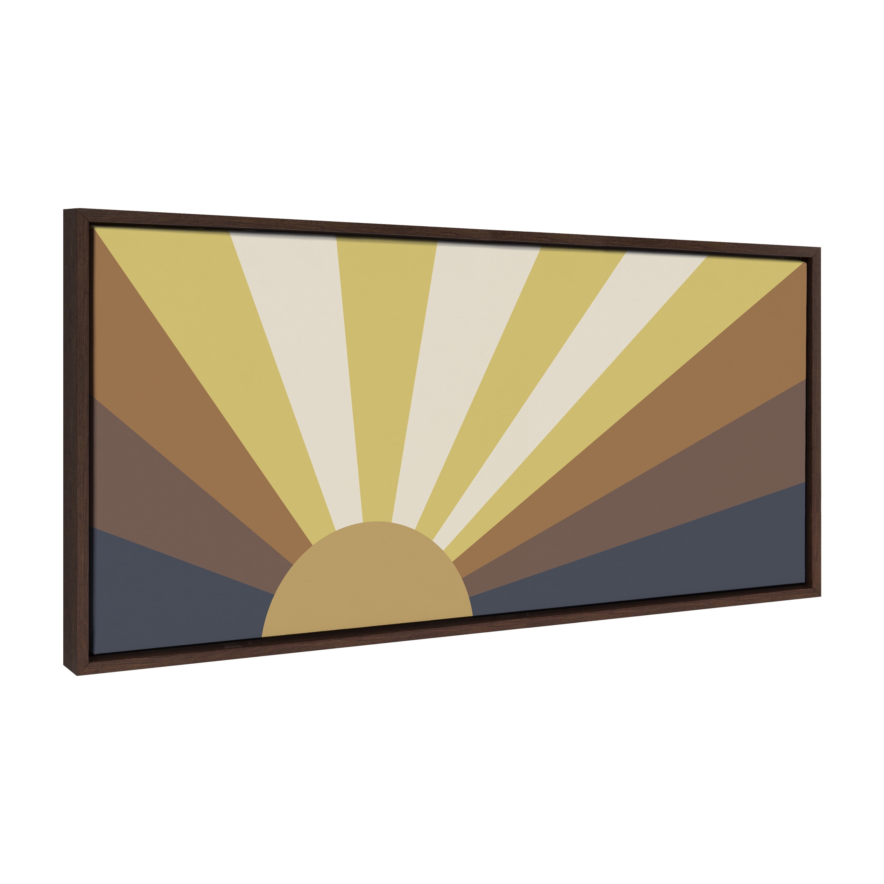 Kate and Laurel Sylvie Retro Sunset Framed Canvas Wall Art by the Creative Bunch Studio 18x40 Brown Vintage Art Print for Wall