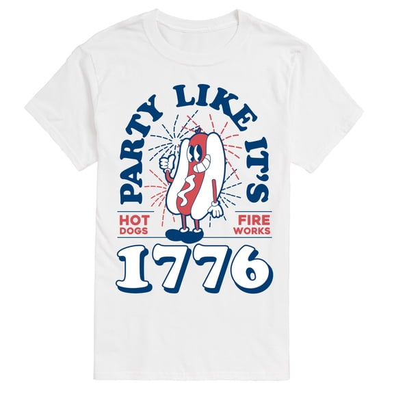 Instant Message - Hotdog and Fireworks Short Sleeve Graphic T-Shirt
