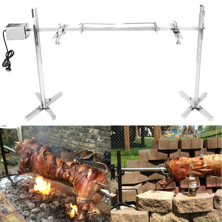 On Clearance Stainless Steel Large Charcoal Grill 150 Ib Capacity Campfire Rotisserie Spit Roaster Rod BBQ Pig Chicken 15W Motor Camping Kit Grill Cookware Outdoor (Best Charcoal Grilled Chicken)