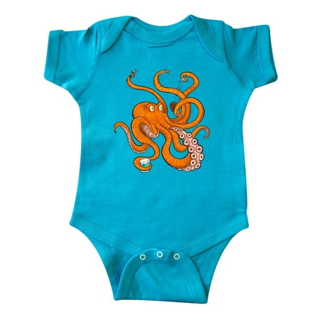 

Inktastic Giant Orange Octopus Eating Ice Cream Gift Baby Boy or Baby Girl Bodysuit