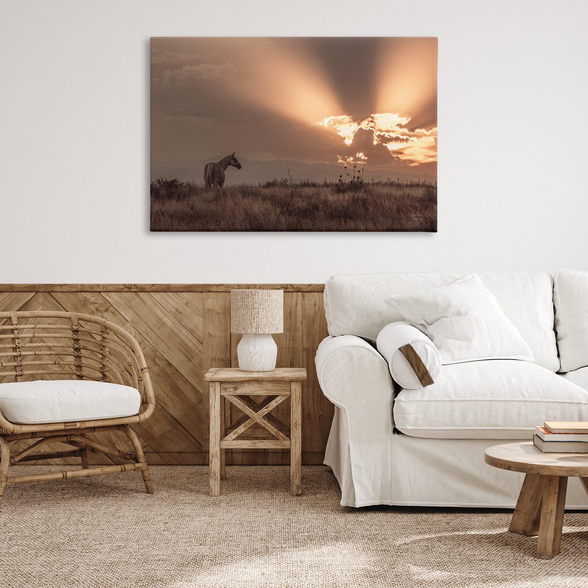 Stupell Industries Faded Sunset with Horse Landscape & Nature Photography Wrapped Canvas Art Print Wall Art, 45 x 30