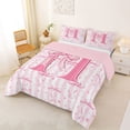 thumbnail image 2 of Erosebridal Pink Letter H Monogrammed Full Size Comforter Sets,Dreamy Princess Bowknot Bedding Sets For Girls Kids,Pink Reversible,3-Piece, 2 of 7