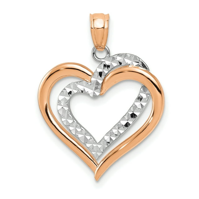 14k Two Tone Gold Heart Necklace Charm Pendant Love Multiple