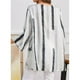 thumbnail image 4 of Camiseta Jumpingount mujer blusa suelta manga larga top rayas cuello en V Blanco 4XL, 4 of 6