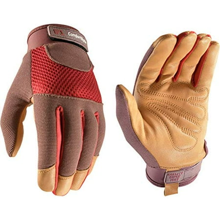 

Women s Breathable ComfortHyde Leather Hybrid Work Gardening Gloves Small (Wells Lamont 7872) Red