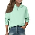 thumbnail image 2 of Girls School Uniform Long Sleeve Polo Shirt Kids Golf Polo Shirts Light Green 150, 2 of 5