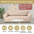thumbnail image 5 of Sanmadrola Couch Cover Water Resistant Stretch Sofa Slipcover Jacquard Furniture Protector for Kids Pets Dog Cat, Taupe, Oversized Sofa, 5 of 10