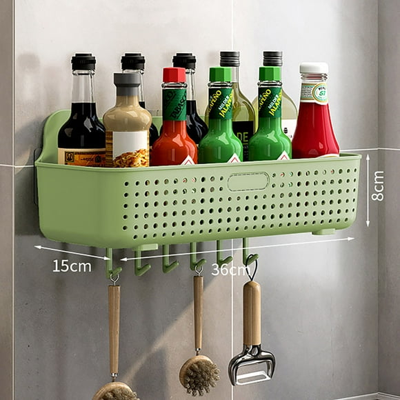 Product Classification Rack Storage Shelf Product Title Bathroom Shelves Shower Canny Wall Mounted Organizer with Six Hooks Drilling Free Shower Storage for Bathroom Kitchen Laundry Balcony