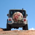 thumbnail image 5 of Spare Tire Cover 14inch Vintage French Floral Pink Roses Waterproof Sun Protection Colorful Floral for Camper Travel Trailer SUV Truck Fit for Jeep Trailer RV SUV Camper Vehicle, 5 of 8