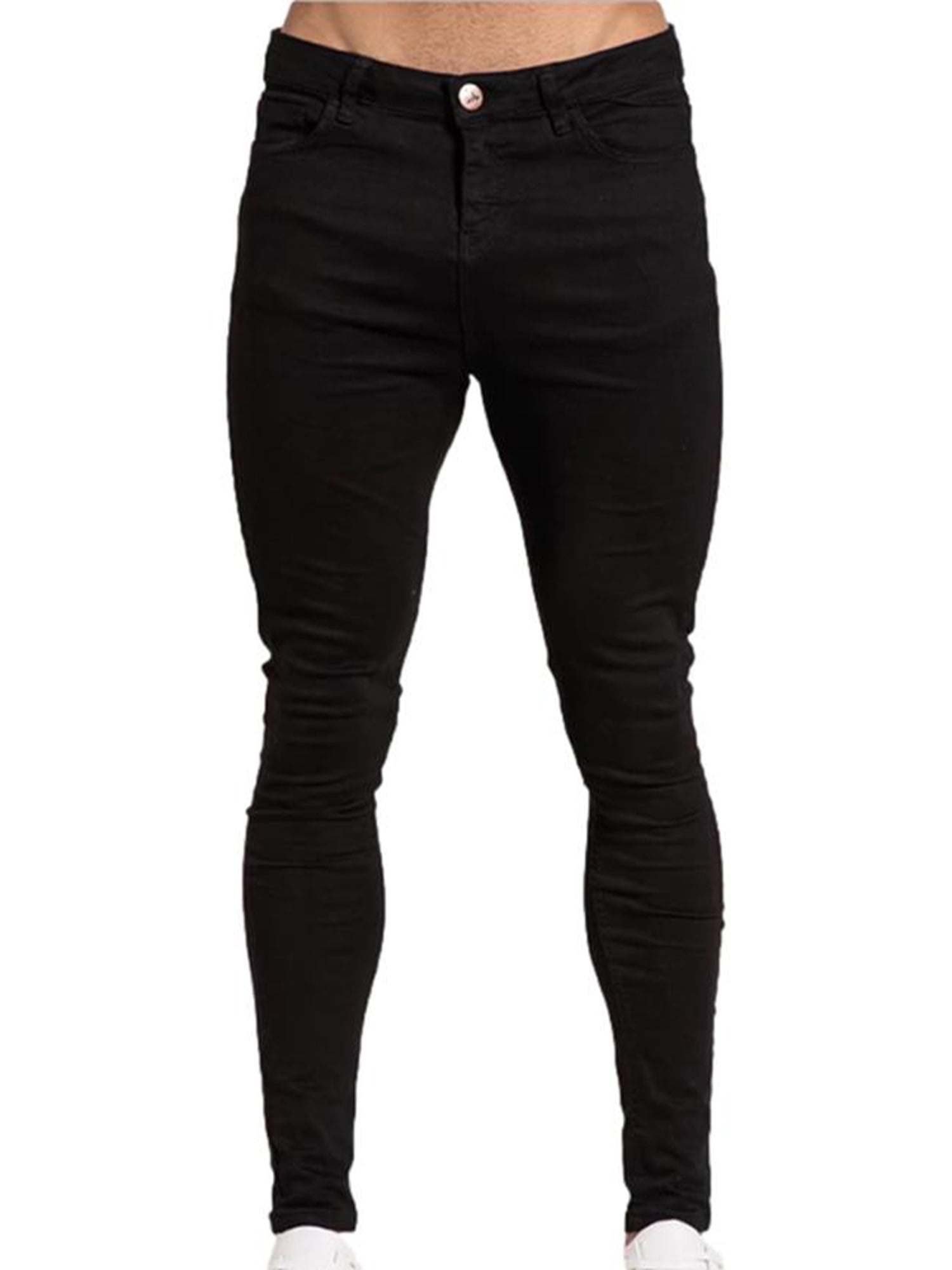 KAMAMEN Hipster Skinny Denim Pants Stretch Trousers Black L Walmart.com