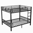 thumbnail image 5 of Kacho Queen Over Queen Metal Bunk Bed, Metal Bunk Bed Frame with Ladder and Slats Support for Kids Adults Teens, Bunk Bed with Safety Full-Length Guardrails, Noise Free, Easy Assembly, Black, 5 of 10