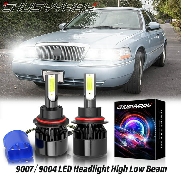 For Mercury Grand Marquis 1998-2005 2x 9007 6000K White LED High Low Beam Headlight Bulbs