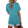 thumbnail image 4 of Charella Fashion Women's Summer V-Neck Solid Short Sleeve Casual Top Blouse Sky Blue,L, 4 of 8