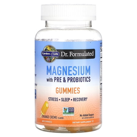 Magnesium with Pre & Probiotics Gummies  Orange Creme  60 Gummies  Garden of Life