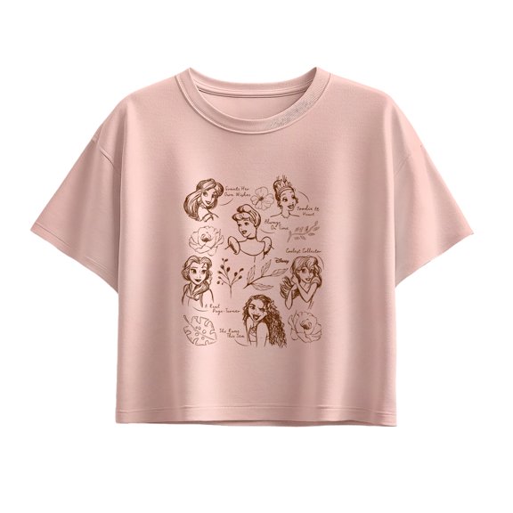 Disney - Princess Sketchy Grid Short Sleeve Boxy Graphic T-Shirt