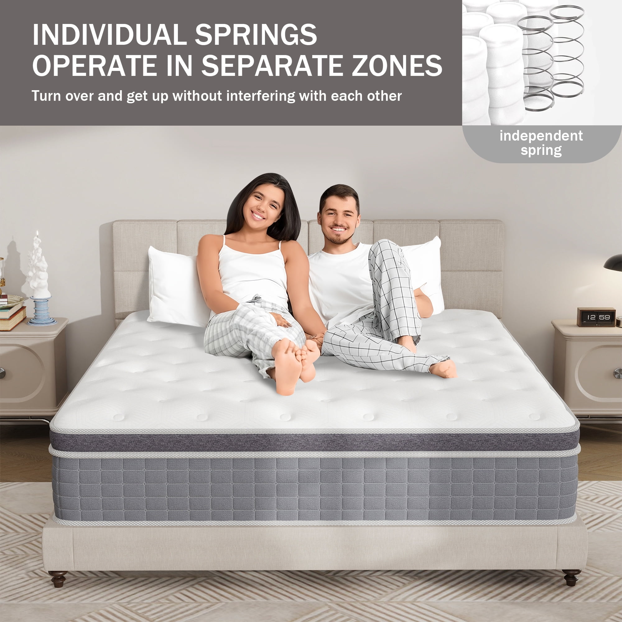 Yilicy 14 inch Twin Mattress in a Box, Spring Hybrid Memory Foam Medium Firm Mattress,Adult