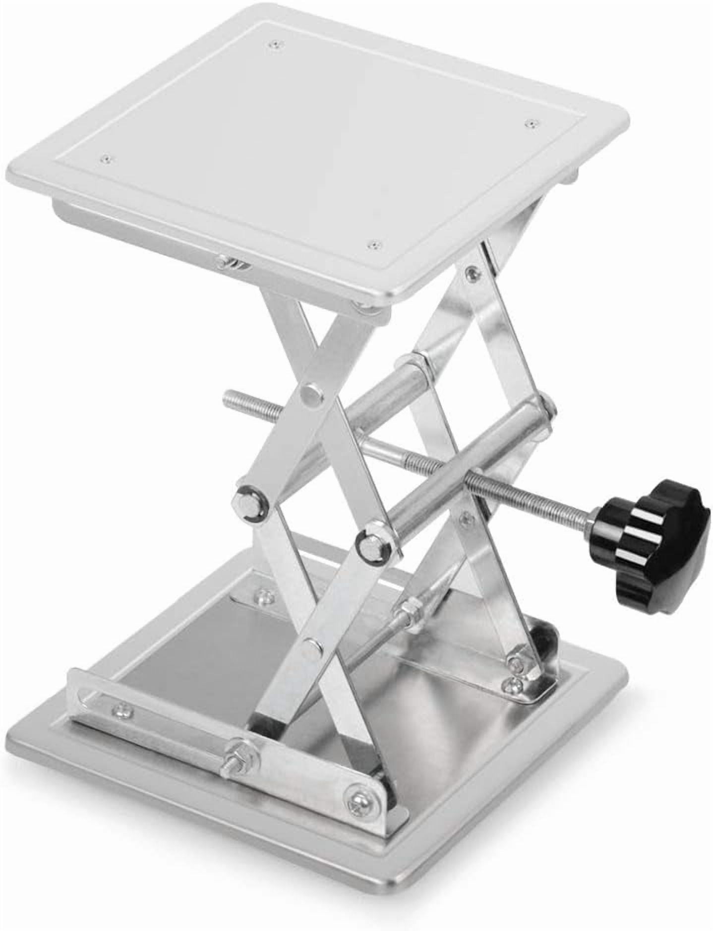 StonyLab Manual Laboratory Scissor Jack, Stainless Steel, 8"x8" Adjustable Lift Platform for Lab Equipment