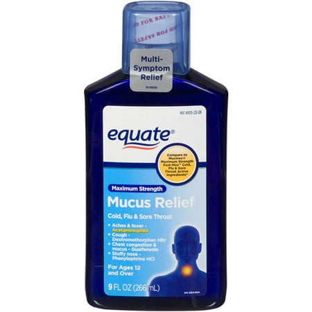 equate Force maximale glaire Relief rhume, la grippe et Maux de gorge liquide, 9 fl oz