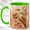 Green, variant on Peach Blossom Bird Coffee Mug, Floral Bird Mug, Ceramic 11 oz