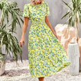 thumbnail image 4 of QIPOPIQ Robes pour Femmes Robe Fluide à Volants Manches Courtes Imprimé Tendance Décontractée Robes d'Été Robe Col Rond Robe Moulante Offres 2023, 4 of 6