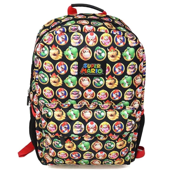 Super Mario 16" Backpack with All Over print & 1 Front Pocket,BPB7D7LSMB