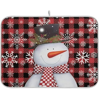 Merry Christmas Cute Gnome Snowman Dish Drying Mat 18x24 Inch Winter  Snowflake Christmas Tree Dish Drainer