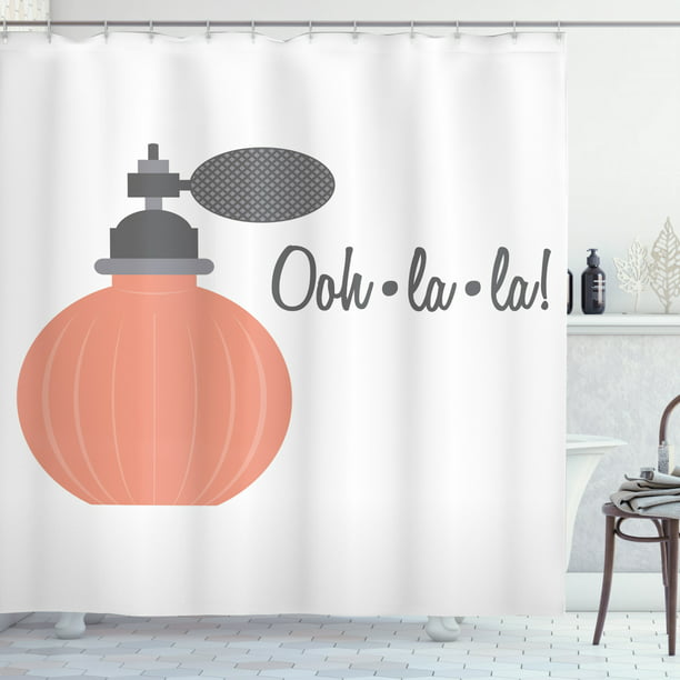 Ooh La Shower Curtain Graphical, Salmon Colored Shower Curtain